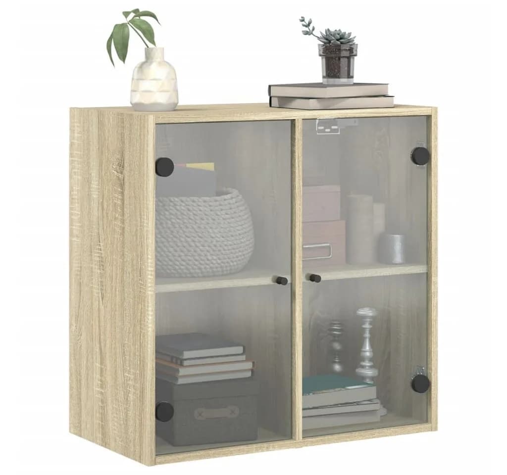 vidaXL Glashängeschrank Wandschrank mit Glastüren Sonoma-Eiche - Bild 4