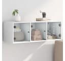 vidaXL Glashängeschrank Wandschrank mit Glastüren Weiß Modern Bild 1