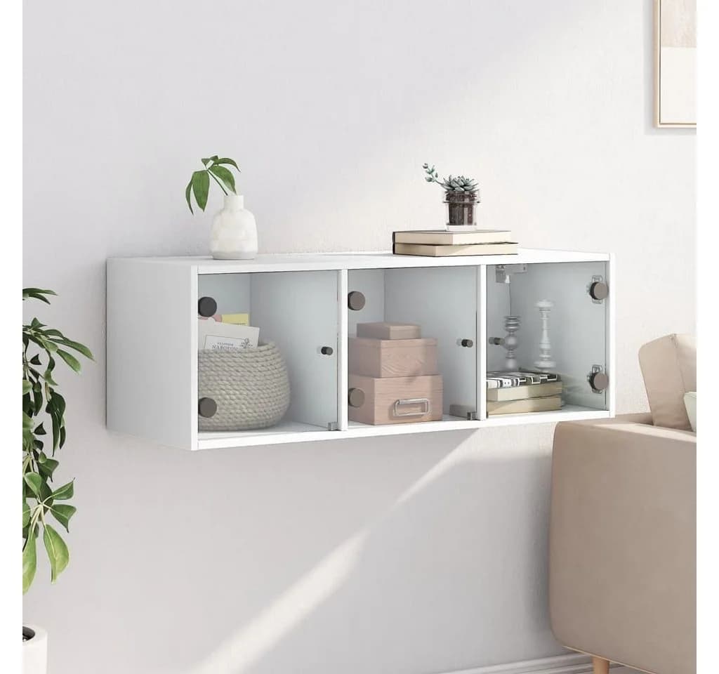 vidaXL Glashängeschrank Wandschrank mit Glastüren Weiß Modern - Bild 3