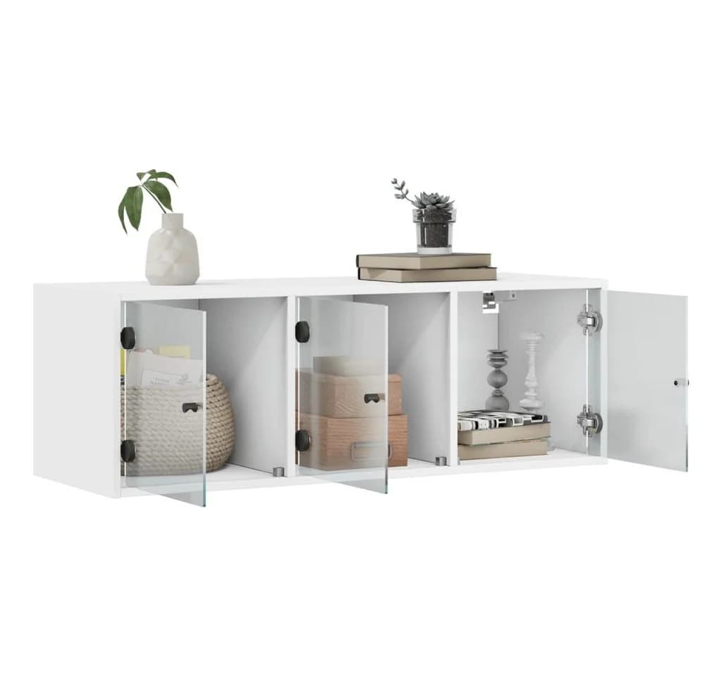 vidaXL Glashängeschrank Wandschrank mit Glastüren Weiß Modern - Bild 5