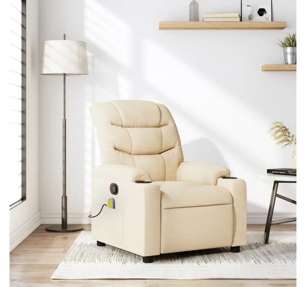vidaXL Massage-Relaxsessel Cremefarben Stoff