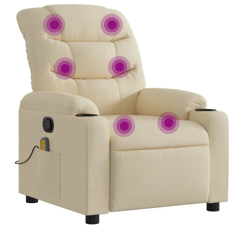 vidaXL Massage-Relaxsessel Cremefarben Stoff - Bild 2