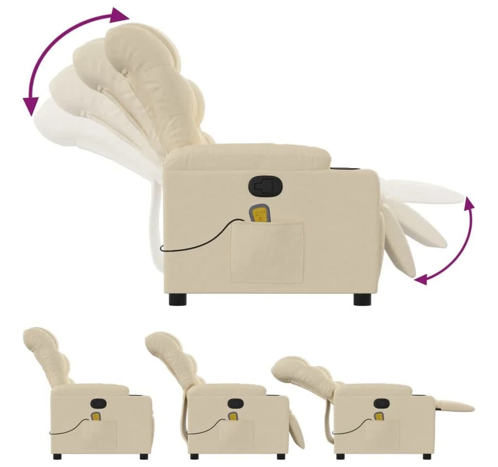 vidaXL Massage-Relaxsessel Cremefarben Stoff - Bild 5