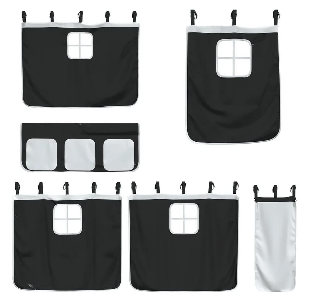 vidaXL Bettvorhänge für Hochbett Weiß Schwarz Polyester Set - Bild 3