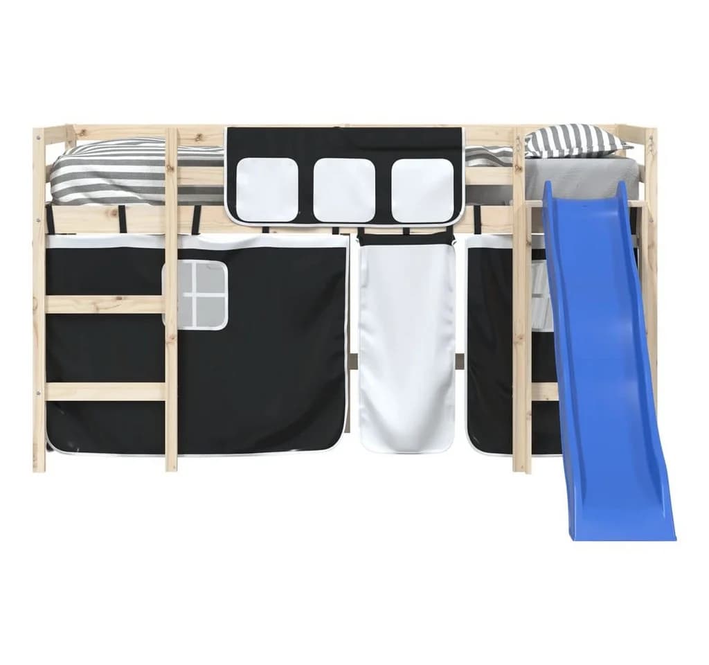 vidaXL Bettvorhänge für Hochbett Weiß Schwarz Polyester Set - Bild 5