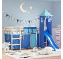vidaXL Bettvorhang-Set für Hochbett mit Turm Blau Polyester Bild 1