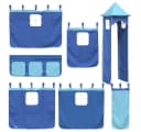 vidaXL Bettvorhang-Set für Hochbett mit Turm Blau Polyester Bild 2