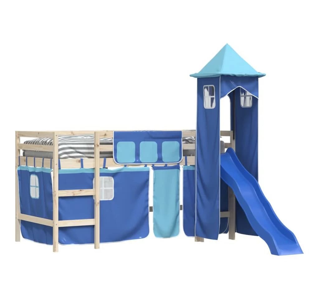 vidaXL Bettvorhang-Set für Hochbett mit Turm Blau Polyester - Bild 4