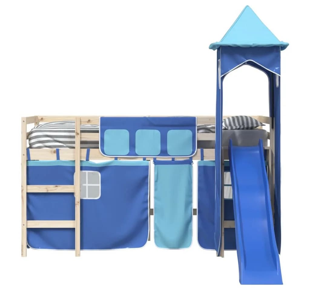 vidaXL Bettvorhang-Set für Hochbett mit Turm Blau Polyester - Bild 5