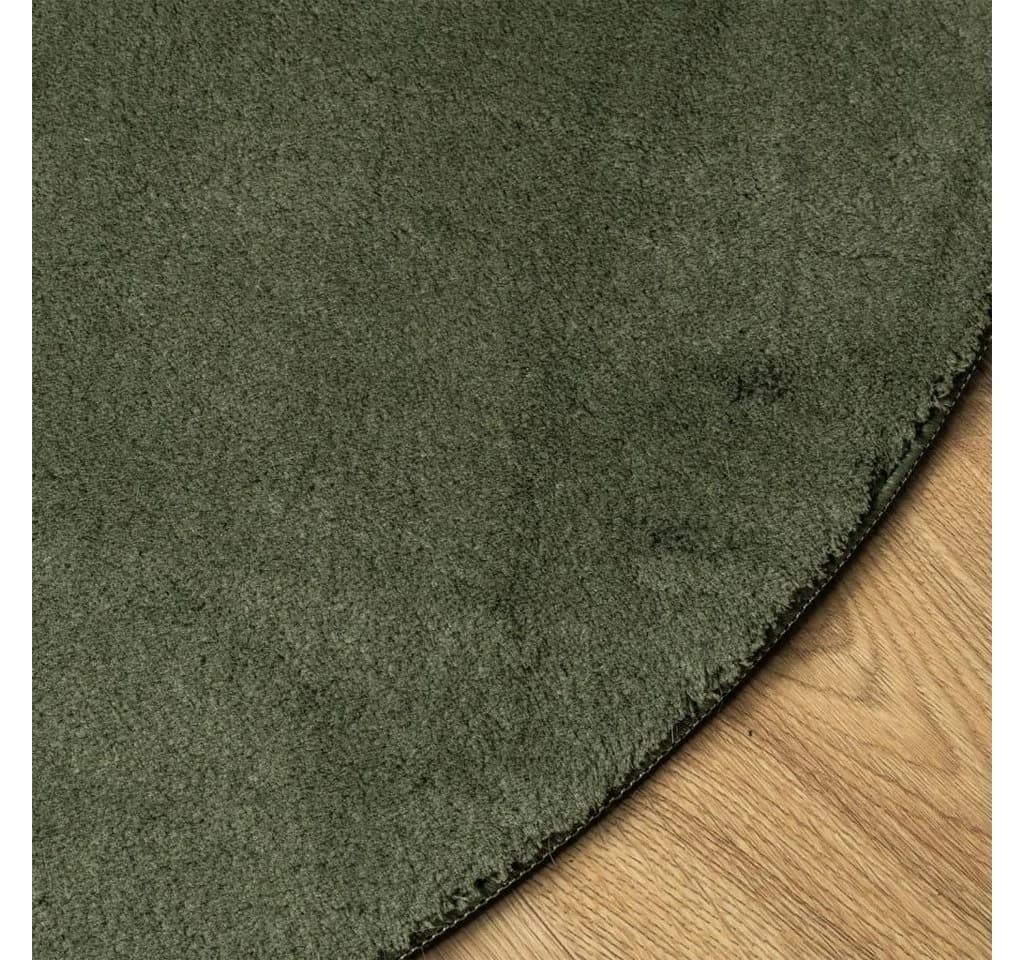 vidaXL Teppich HUARTE Kurzflor Waldgrün Rund 200 cm - Bild 4