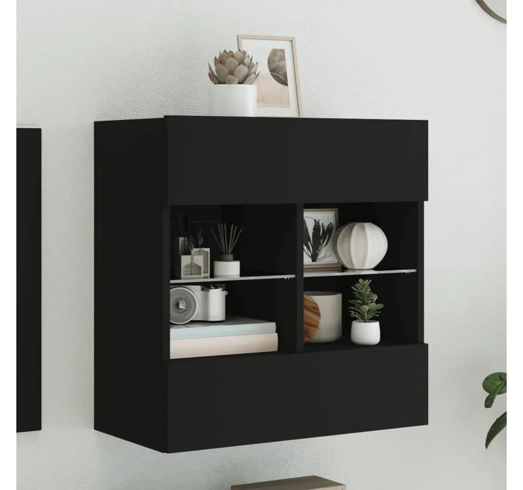 vidaXL TV-Wandschrank mit LED-Beleuchtung Schwarz