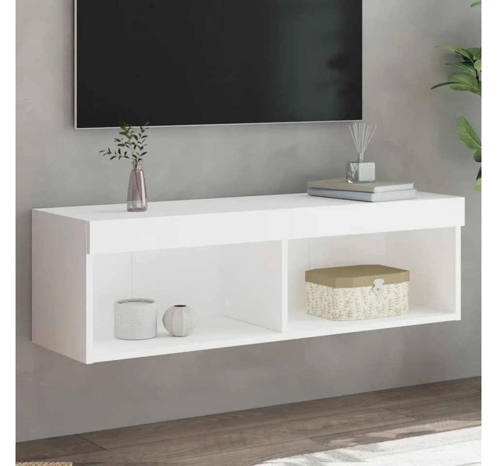 vidaXL TV-Schrank mit LED-Leuchten Weiß