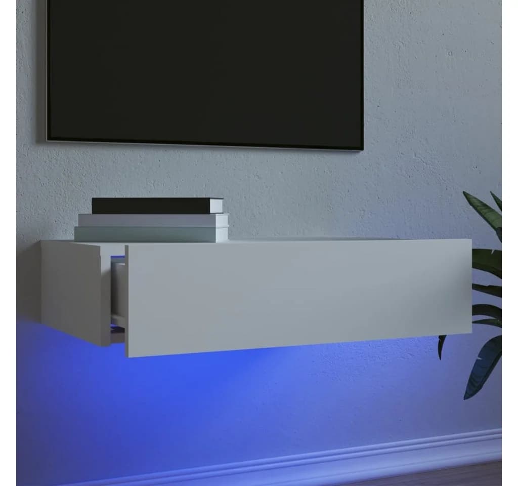 vidaXL TV-Schrank mit LED-Leuchten Weiß