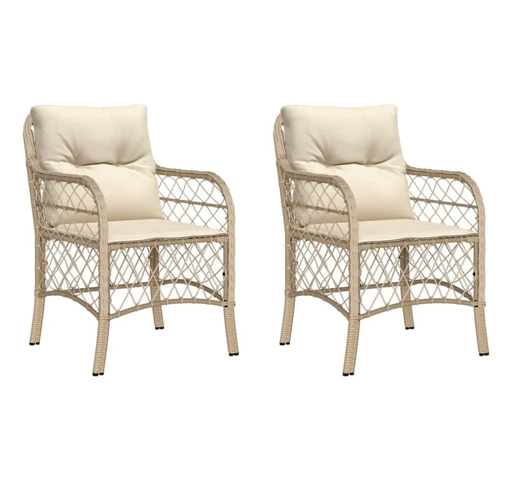 vidaXL Gartenstuhl-Set 2-tlg. Beige Poly Rattan mit Kissen - Bild 2