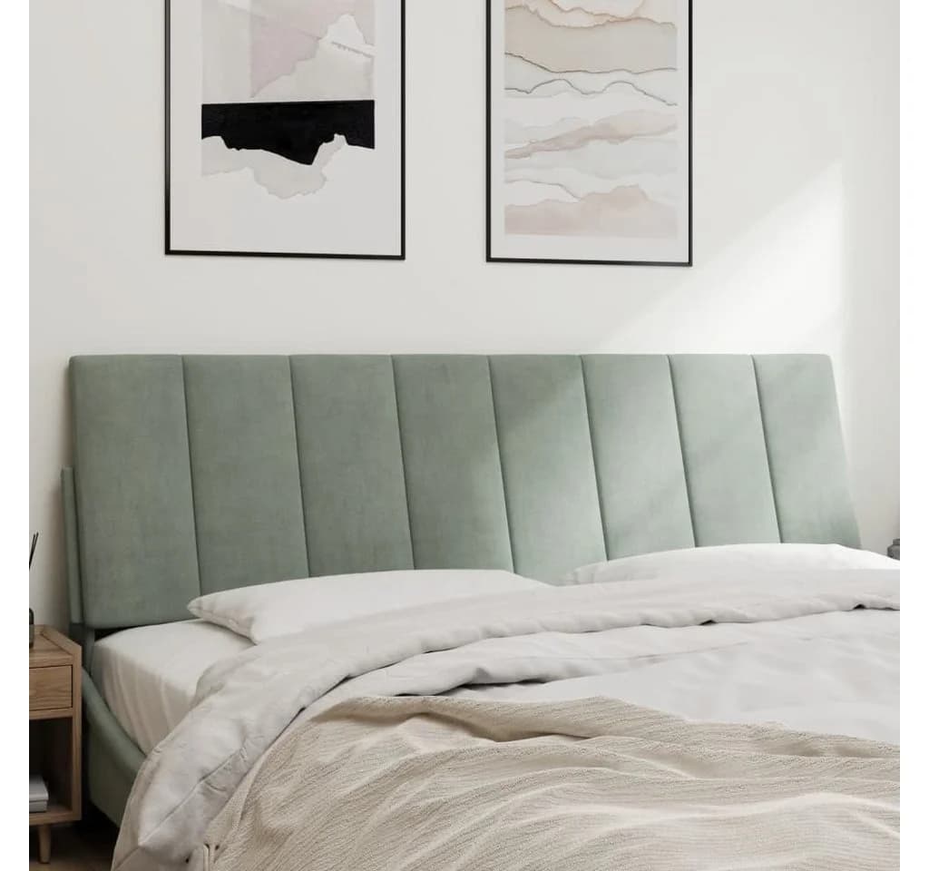 vidaXL Bett Kopfteil-Kissen Hanko Hellgrau Samt - Bild 3