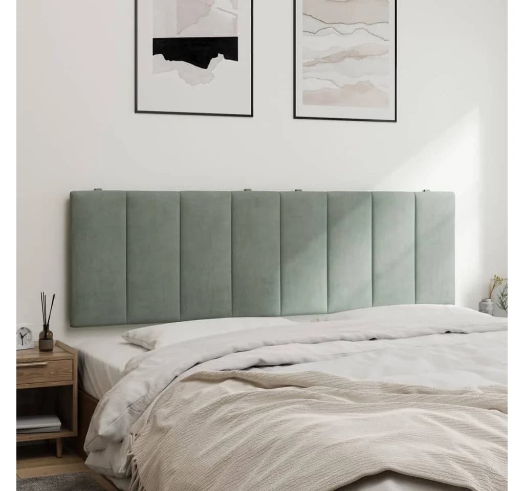 vidaXL Bett Kopfteil-Kissen Hanko Hellgrau Samt - Bild 4