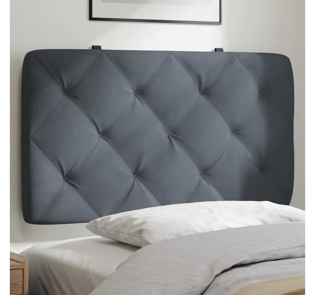 vidaXL Bett Kopfteil-Kissen Dunkelgrau Samt 90 cm