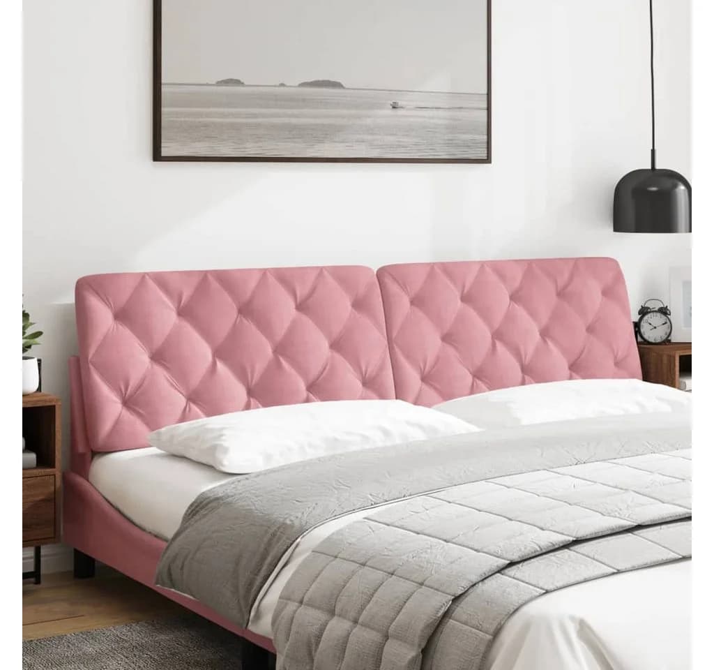 vidaXL Bett Kopfteil-Kissen Rosa Samt 200 cm - Bild 3