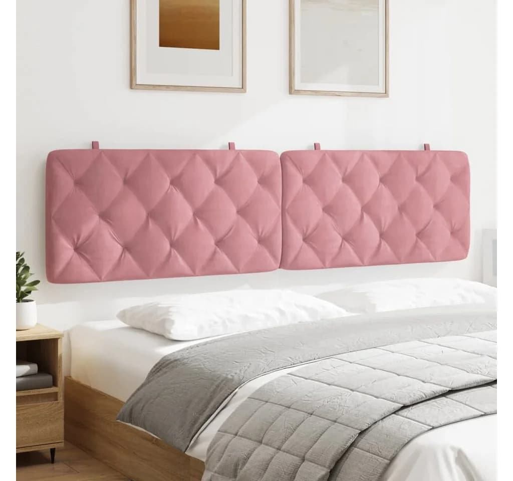 vidaXL Bett Kopfteil-Kissen Rosa Samt 200 cm - Bild 4