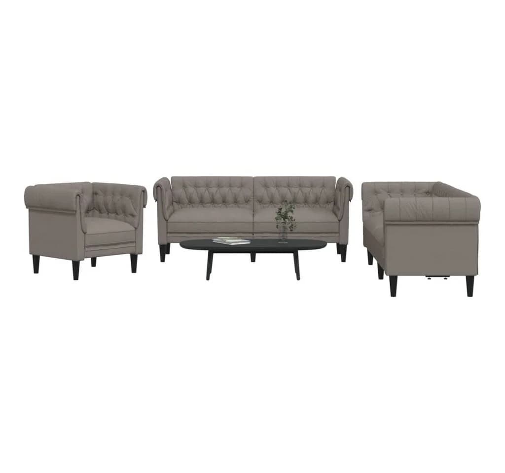 vidaXL Sofa 3-tlg. Sofagarnitur Taupe Stoff Modern