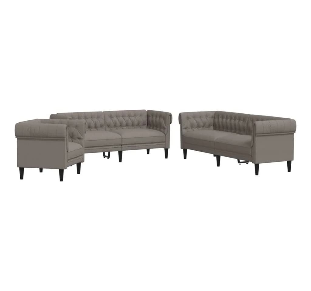 vidaXL Sofa 3-tlg. Sofagarnitur Taupe Stoff Modern - Bild 2