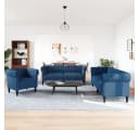 vidaXL 3-teilige Sofagarnitur Blau Stoff Polstersessel Bild 3