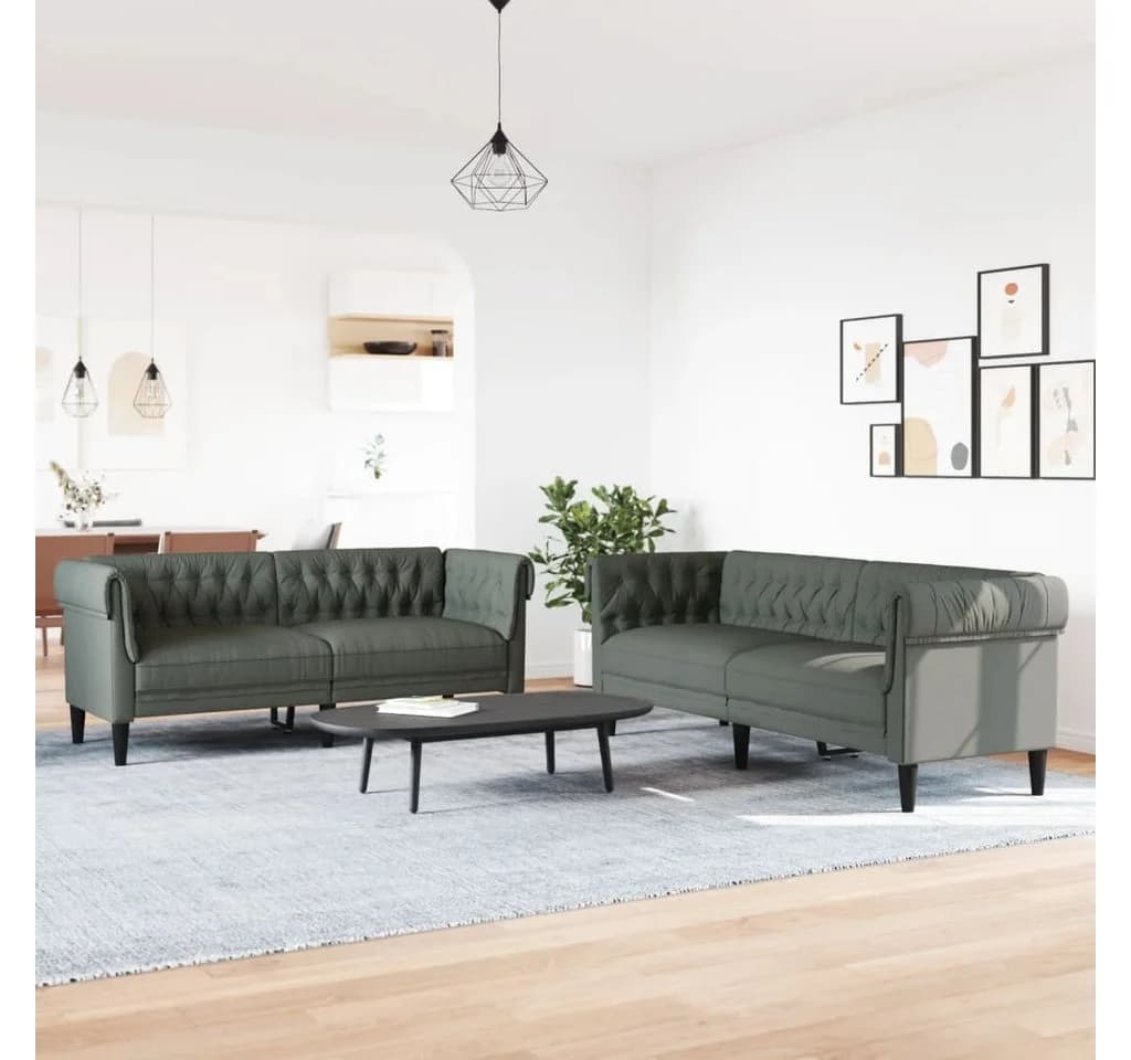 vidaXL 2-tlg. Sofagarnitur Dunkelgrau Stoff - Bild 3
