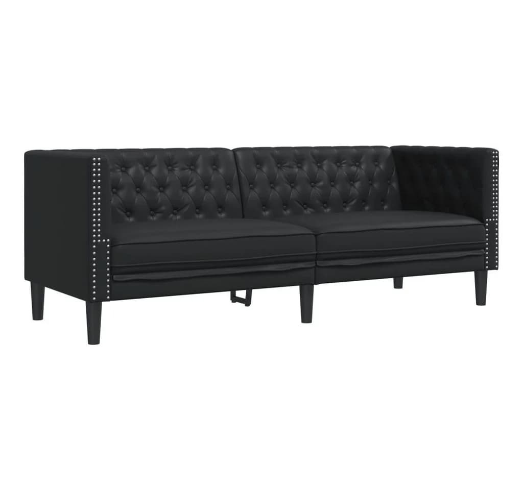 vidaXL Chesterfield Sofa-Set 3-tlg. Schwarz Kunstleder - Bild 4