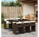 vidaXL Garten-Essgruppe 7-tlg. Braun Poly Rattan mit Kissen Bild 1