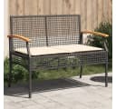 vidaXL Gartenbank Schwarz Poly Rattan mit Kissen Bild 1