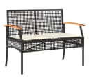 vidaXL Gartenbank Schwarz Poly Rattan mit Kissen Bild 2