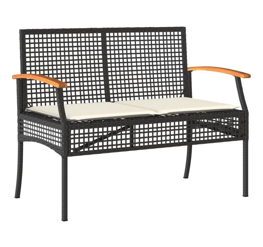 vidaXL Gartenbank Schwarz Poly Rattan mit Kissen - Bild 2