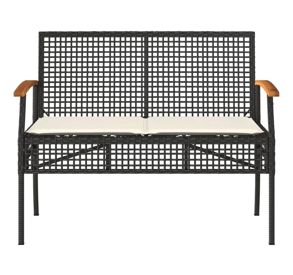 vidaXL Gartenbank Schwarz Poly Rattan mit Kissen - Bild 4