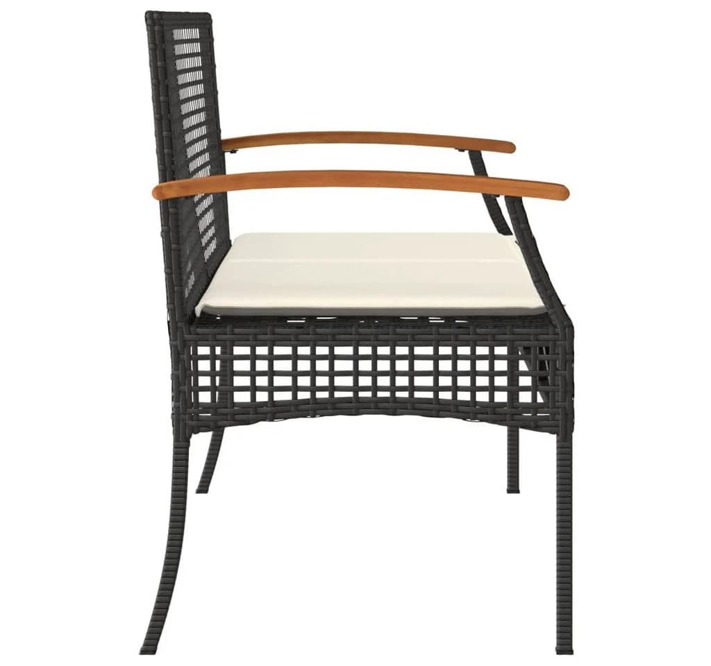 vidaXL Gartenbank Schwarz Poly Rattan mit Kissen - Bild 5