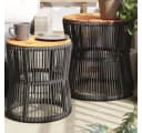 vidaXL Garten-Beistelltisch-Set 2-tlg. Grau Poly-Rattan Holz Bild 1