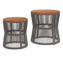 vidaXL Garten-Beistelltisch-Set 2-tlg. Grau Poly-Rattan Holz Bild 2