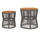 vidaXL Garten-Beistelltisch-Set 2-tlg. Grau Poly-Rattan Holz Bild 4