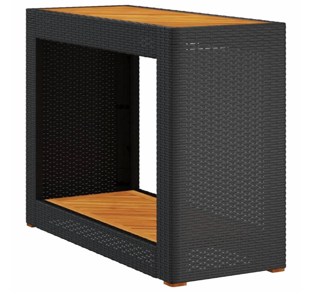 vidaXL Gartentisch Schwarz Poly Rattan mit Holzplatte - Bild 2