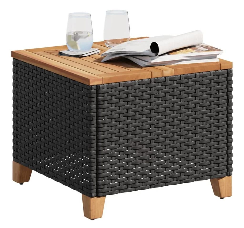 vidaXL Gartentisch Schwarz Poly Rattan Holz - Bild 4