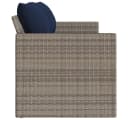 vidaXL Gartensofa 3-Sitzer Grau Poly Rattan mit blauen Kissen Bild 5