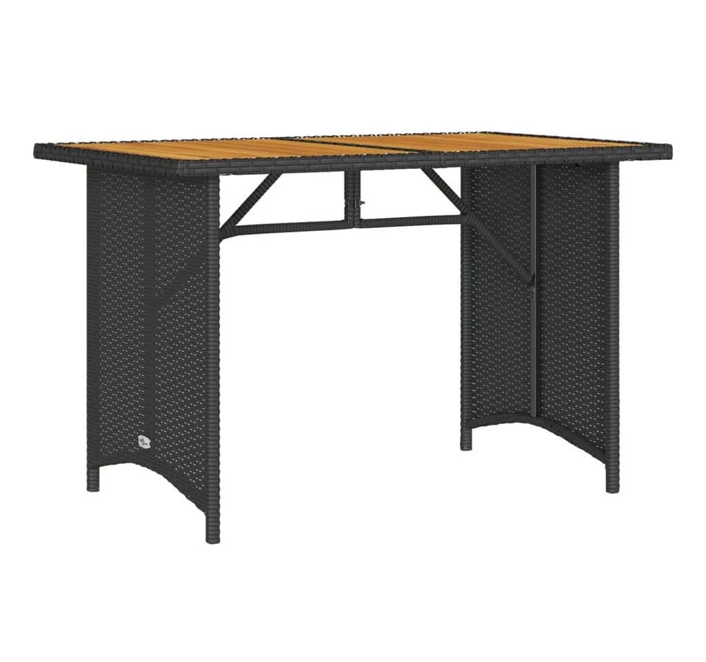 vidaXL Gartentisch Schwarz Poly Rattan mit Holzplatte - Bild 2