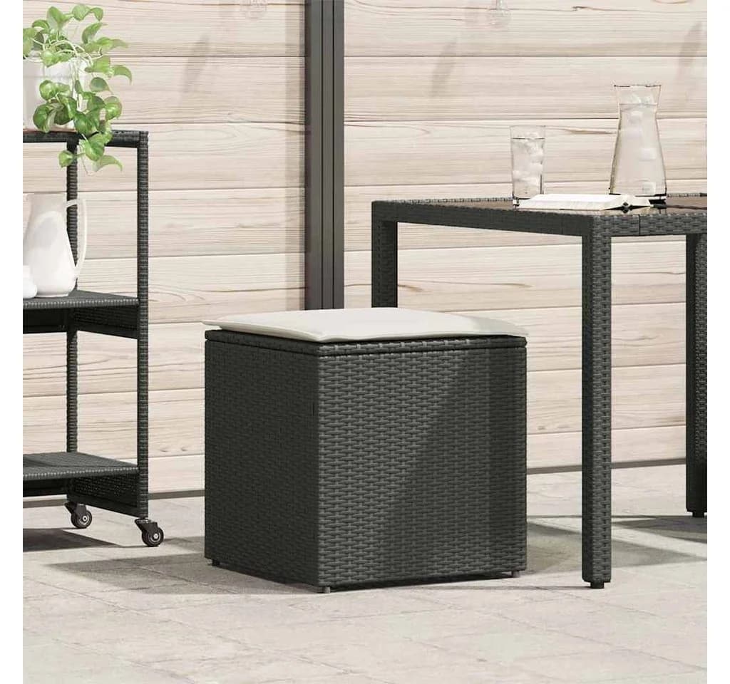vidaXL Kissenbox Schwarz Poly-Rattan Gartenbox