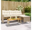 vidaXL Gartensofa L-Form Beige Poly Rattan mit Tisch und Kissen Bild 1