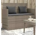 vidaXL Gartenbank mit Kissen Grau Poly Rattan Bild 1