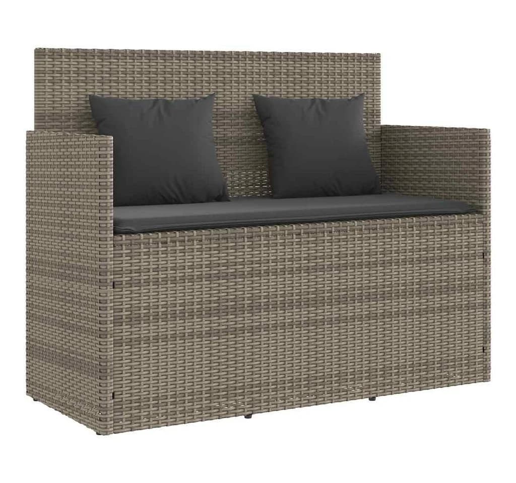 vidaXL Gartenbank mit Kissen Grau Poly Rattan - Bild 2