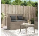 vidaXL Gartenbank mit Kissen Grau Poly Rattan Bild 3