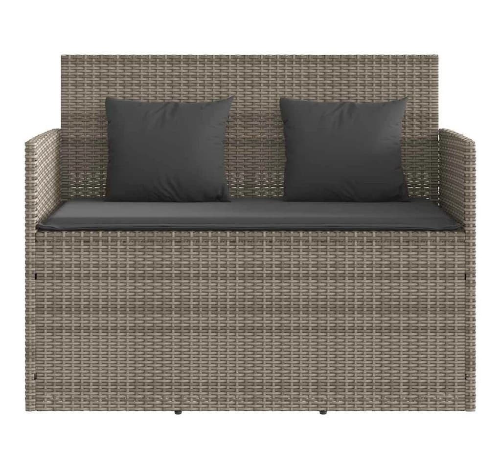 vidaXL Gartenbank mit Kissen Grau Poly Rattan - Bild 4