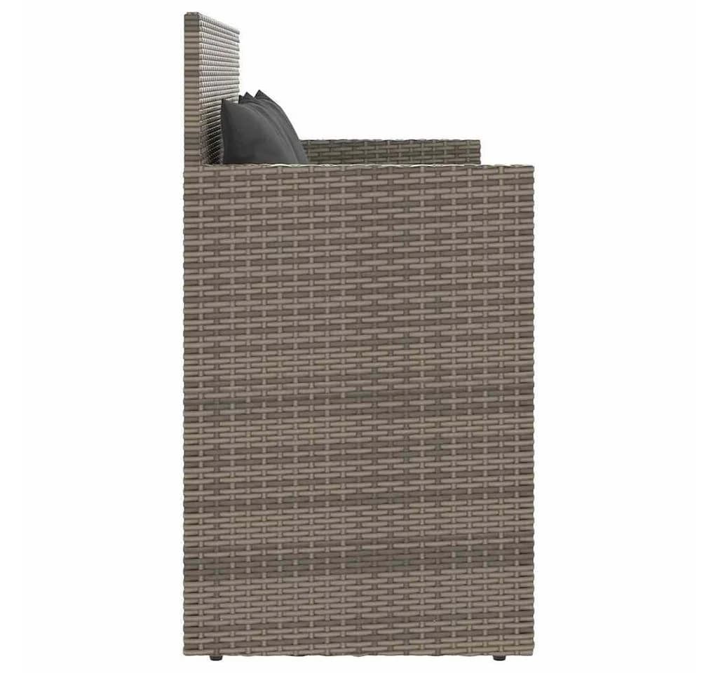 vidaXL Gartenbank mit Kissen Grau Poly Rattan - Bild 5