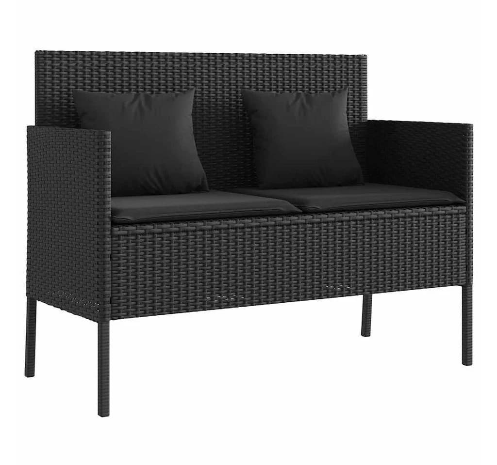 vidaXL Gartenbank mit Stauraum und Kissen Schwarz PE-Rattan - Bild 2