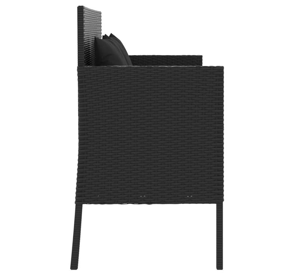 vidaXL Gartenbank mit Stauraum und Kissen Schwarz PE-Rattan - Bild 5